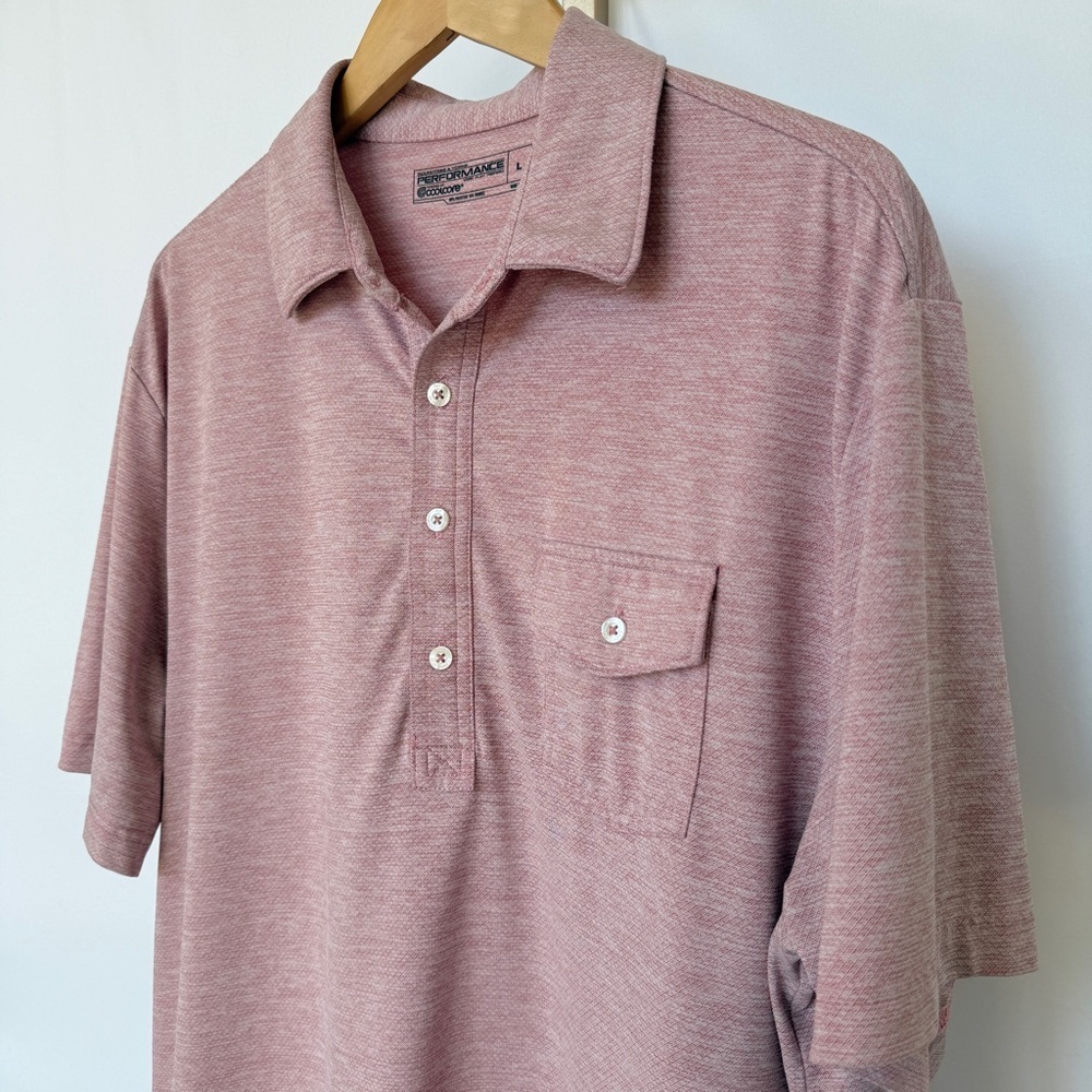 Roundtree & Yorke Men's Heathered Red Polo Shirt L Short Sleeve Casual Summer